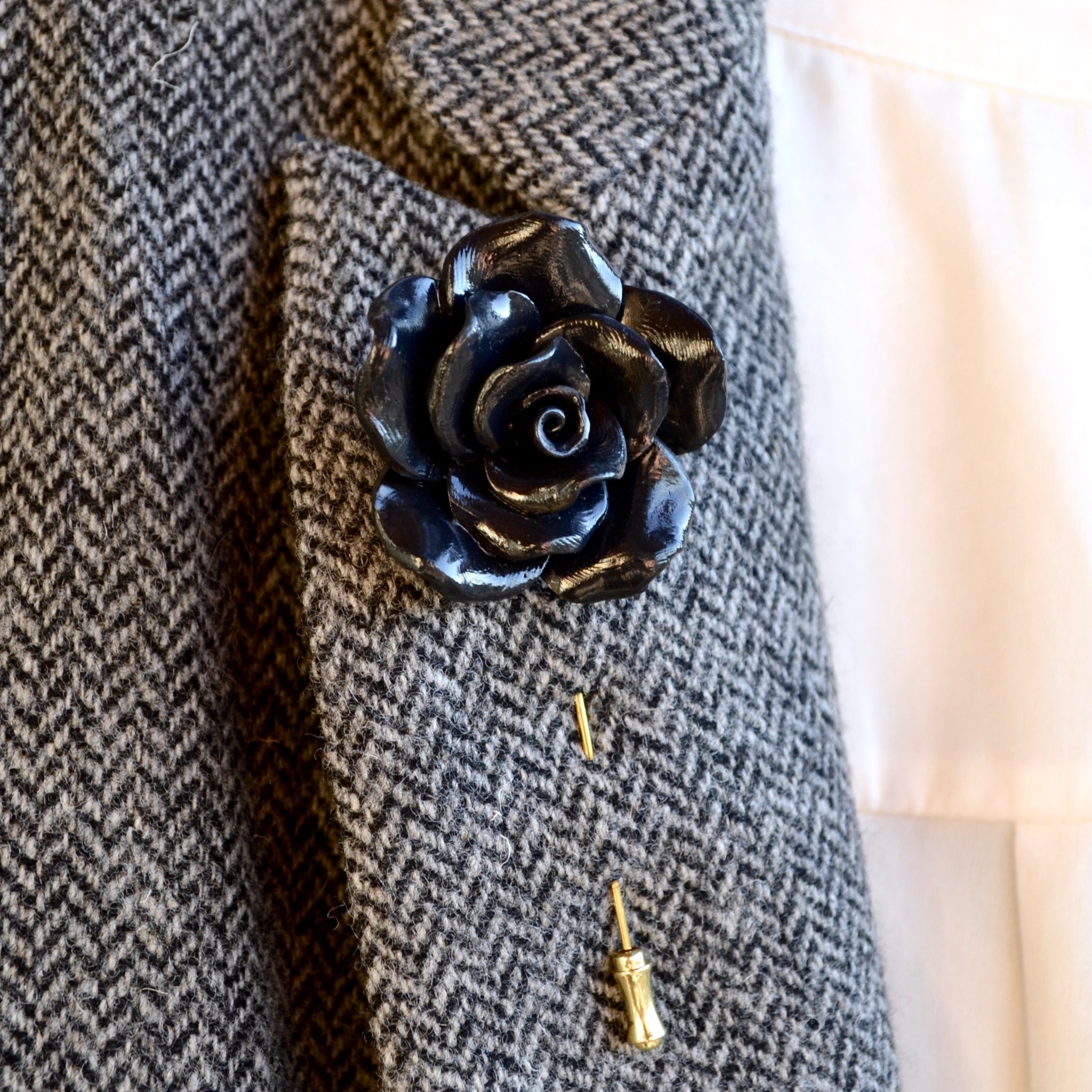 Black Flower Pin