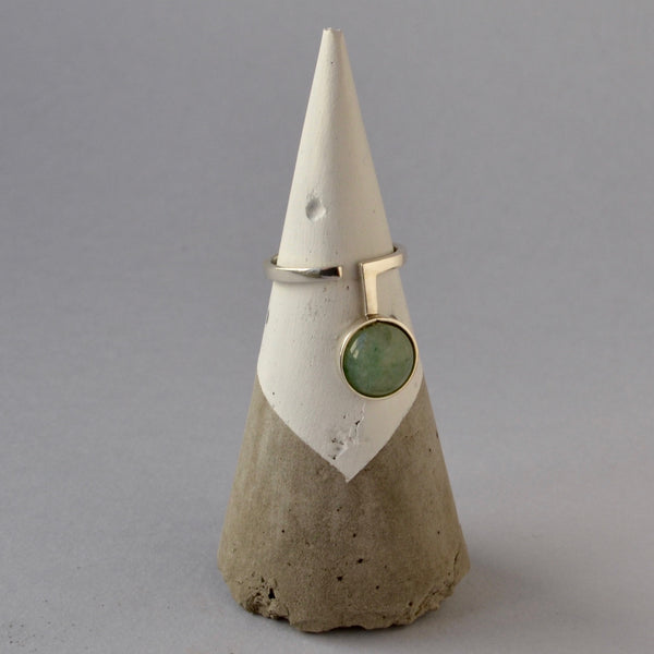 Aventurine Minimal  Open Silver Ring