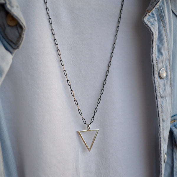 Minimal silver Triangle  Balance Necklace