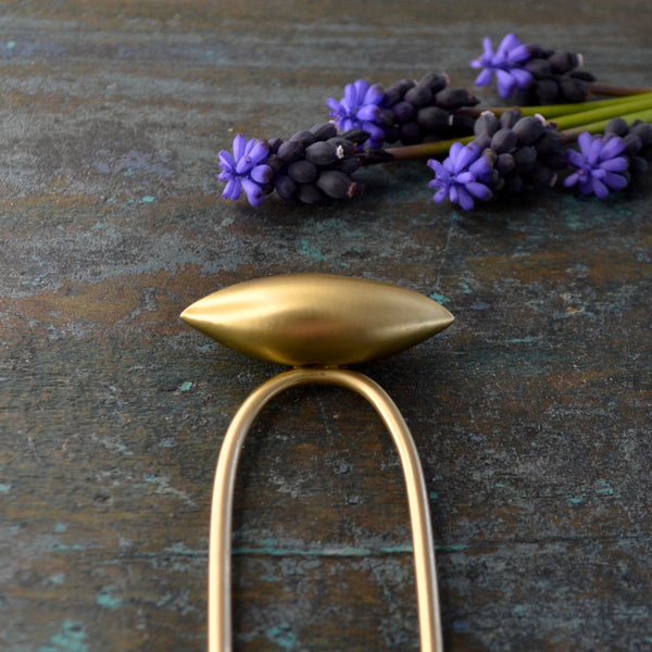 Shell Brass Hair Pin