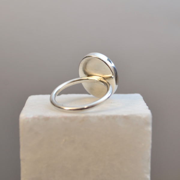 Black Agate Statement Silver Ring