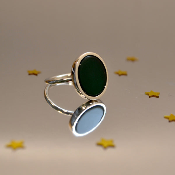 Black Agate Statement Silver Ring