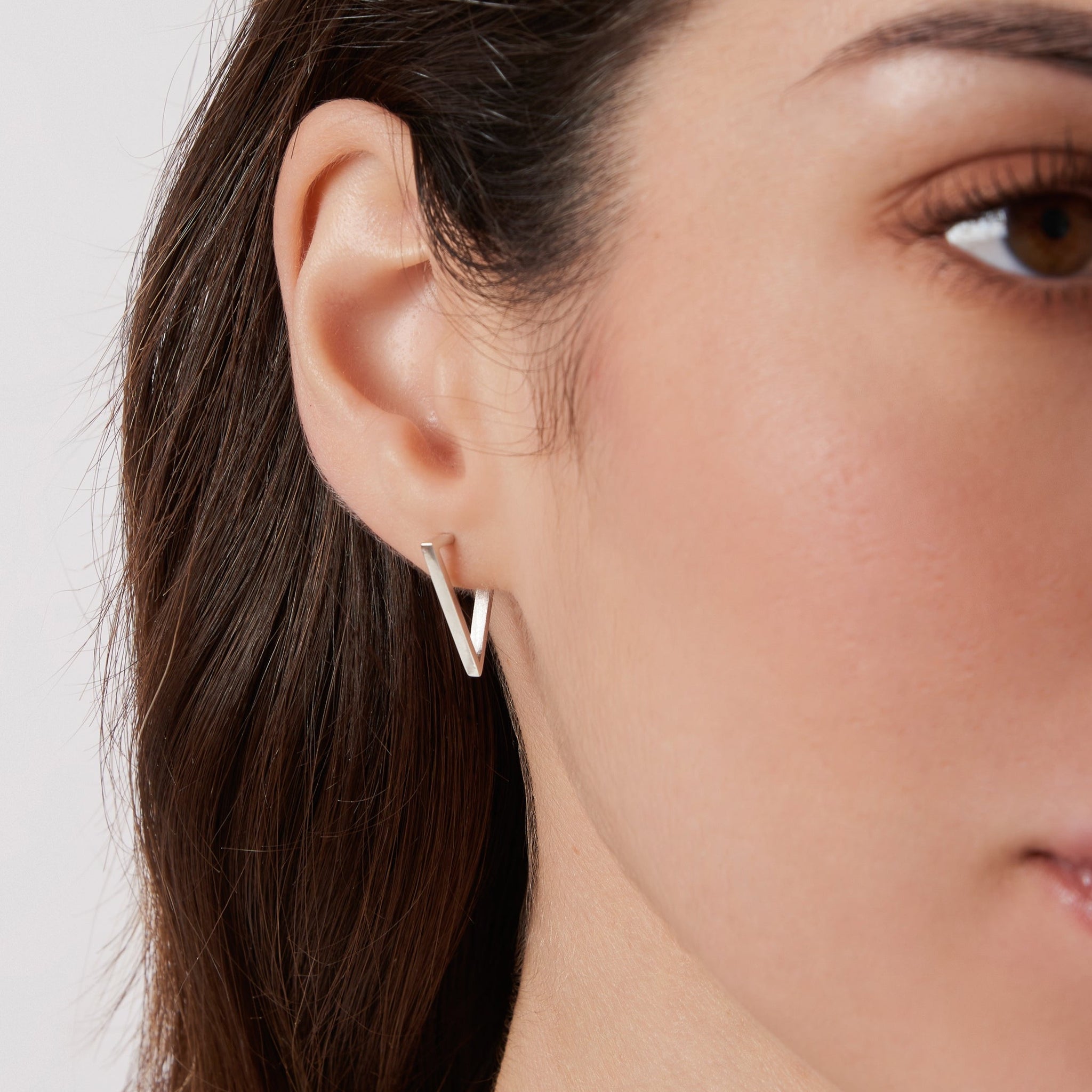 Silver triangle hoop earrings store