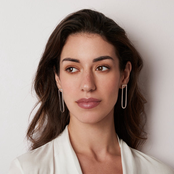 Minimal long Silver Earrings