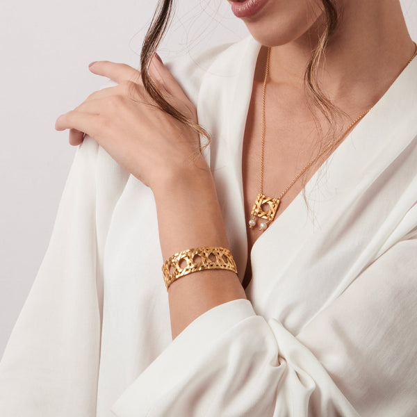 Bracelet Handmade in Rattan Design ~ Luxury Arm Cuff