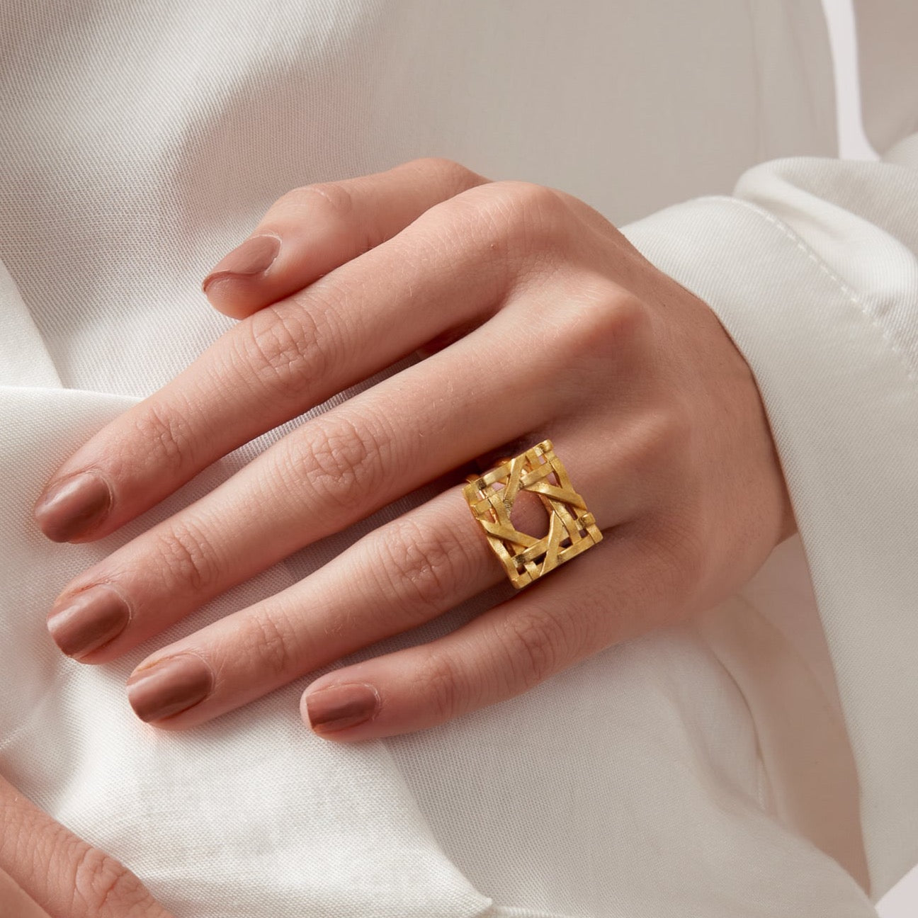 Statement Geometric RatTan Handmade Ring