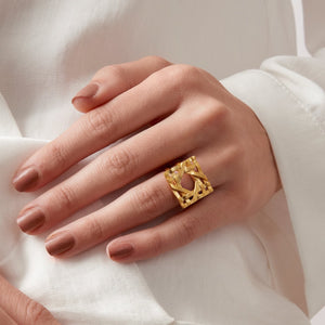 Statement Geometric RatTan Handmade Ring