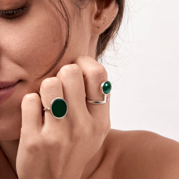 Malachite Gemstone Silver Ring