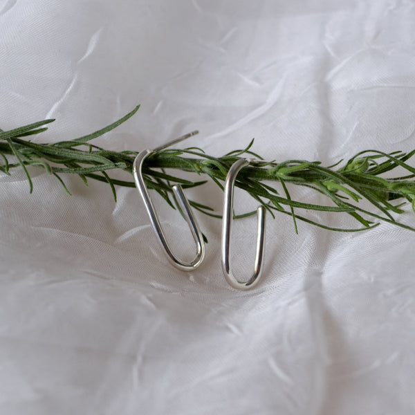 Minimal Hook Silver Earrings