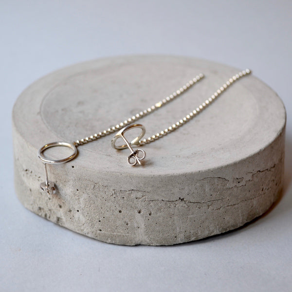 Long Silver Chain Earrings
