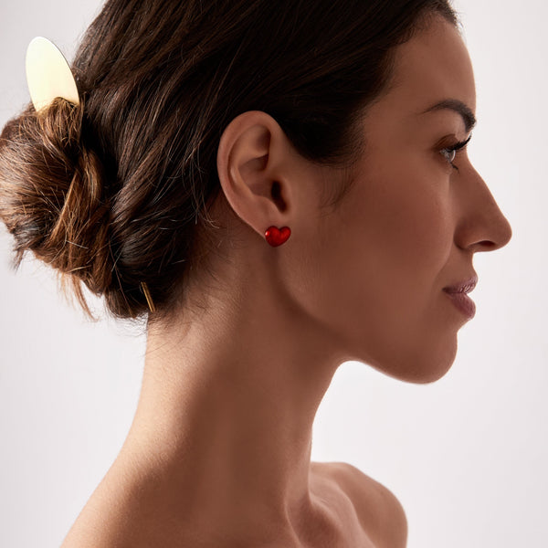 Red Heart Silver Studs