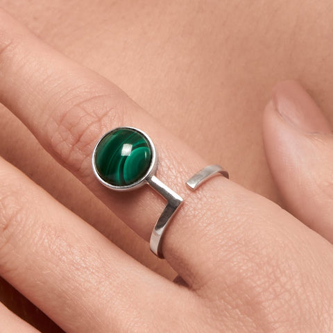 Malachite Gemstone Silver Ring