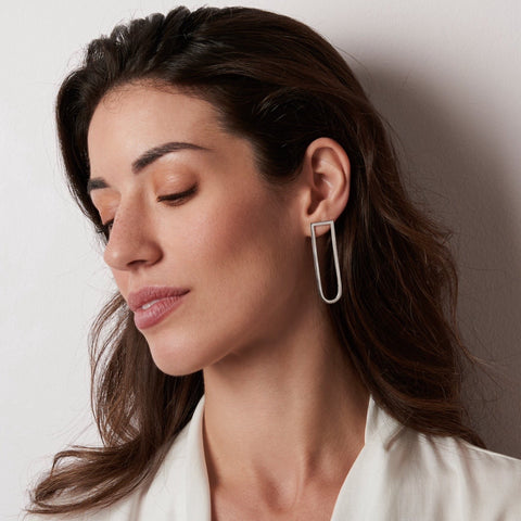 Minimal long Silver Earrings