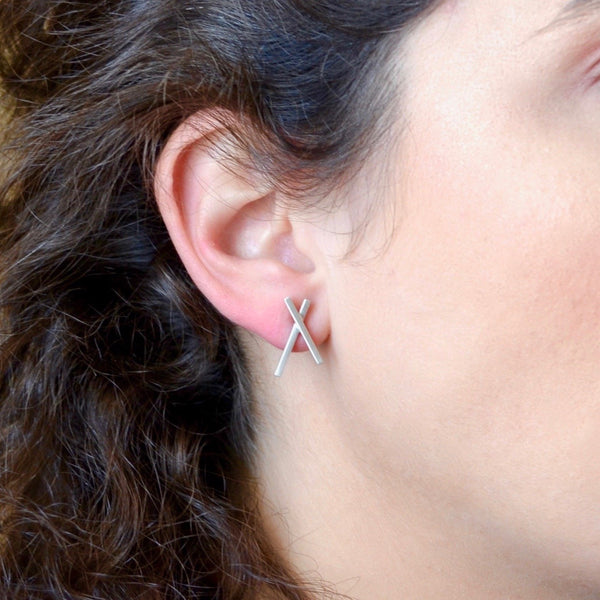 Mismatched Silver line earrings