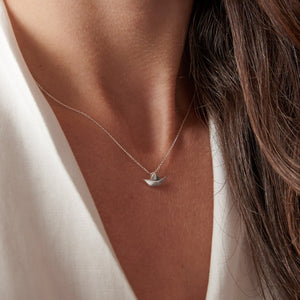 Silver Origami Boat Necklace