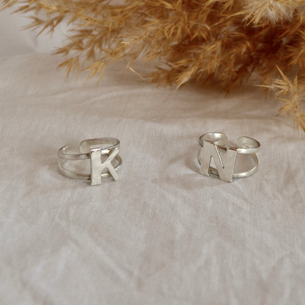Initial Letter Signet  Silver Ring