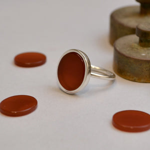 Red Agate Statement Silver Ring