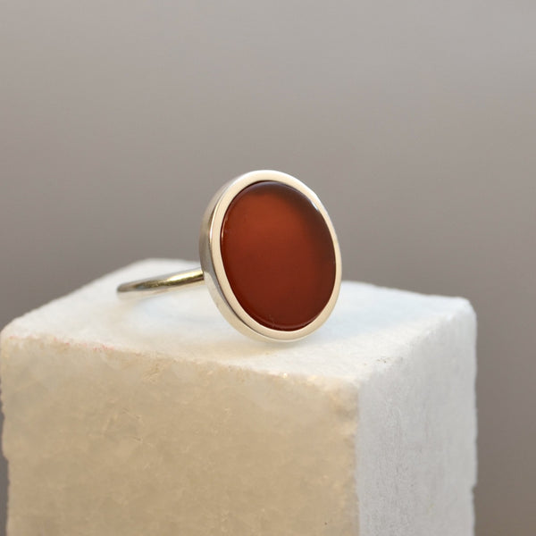 Red Agate Statement Silver Ring