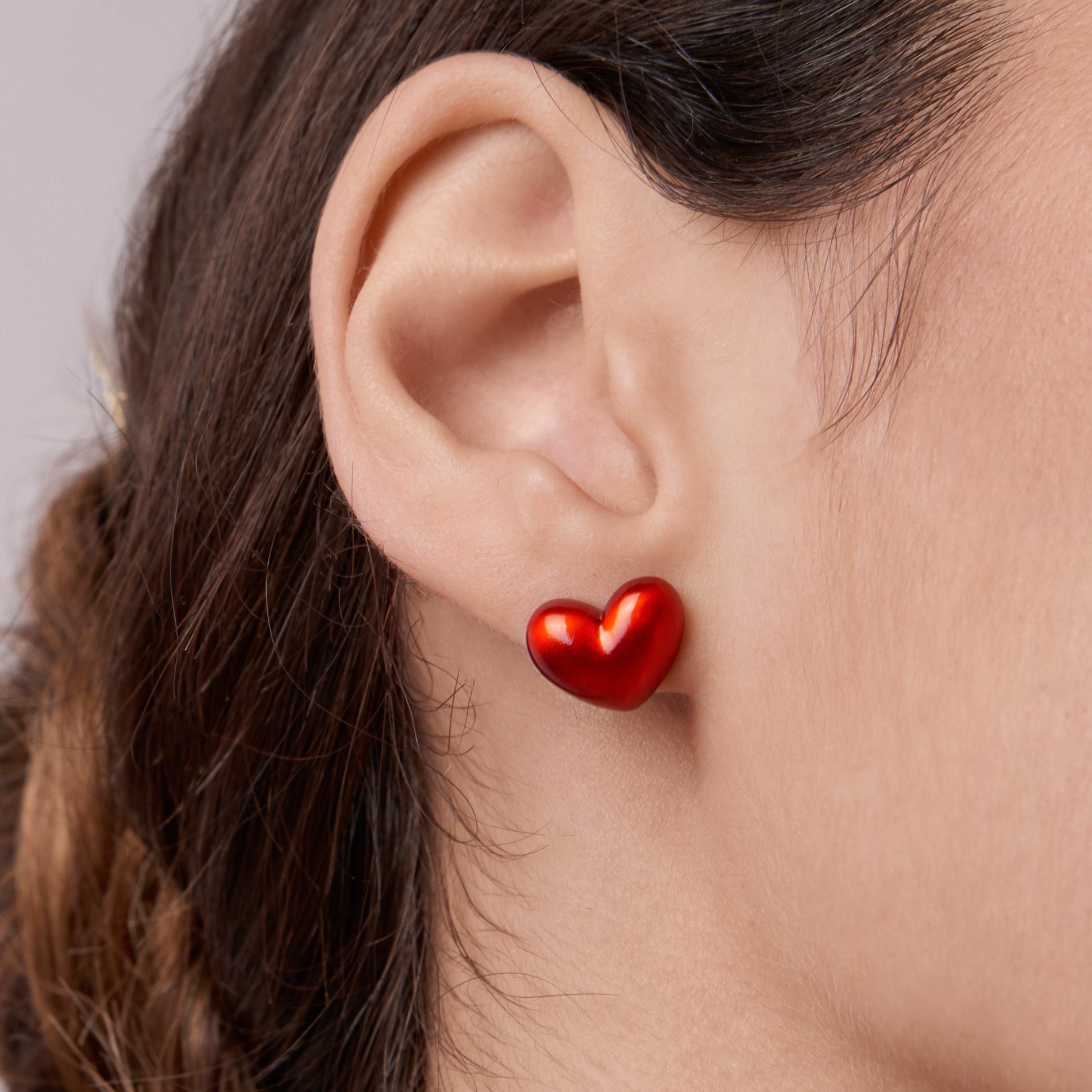 Red Heart Silver Studs