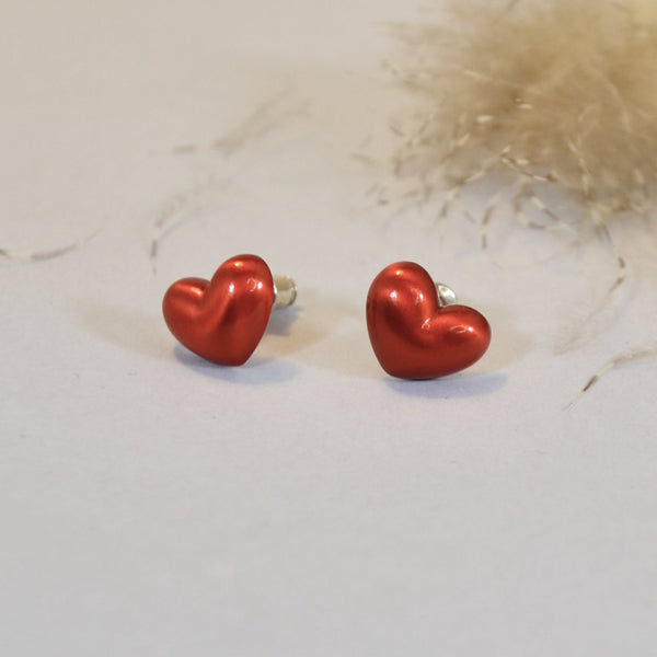 Red Heart Silver Studs