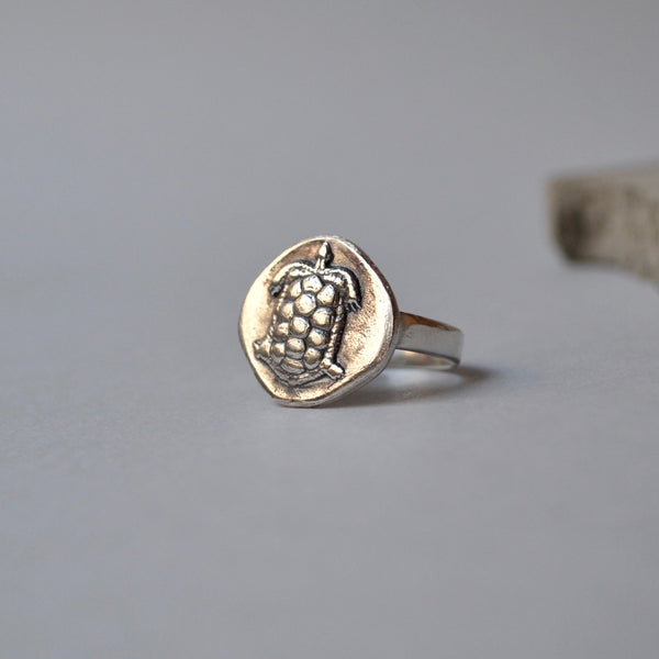 Silver Stater of Aegina ~Turtle Coin Ring