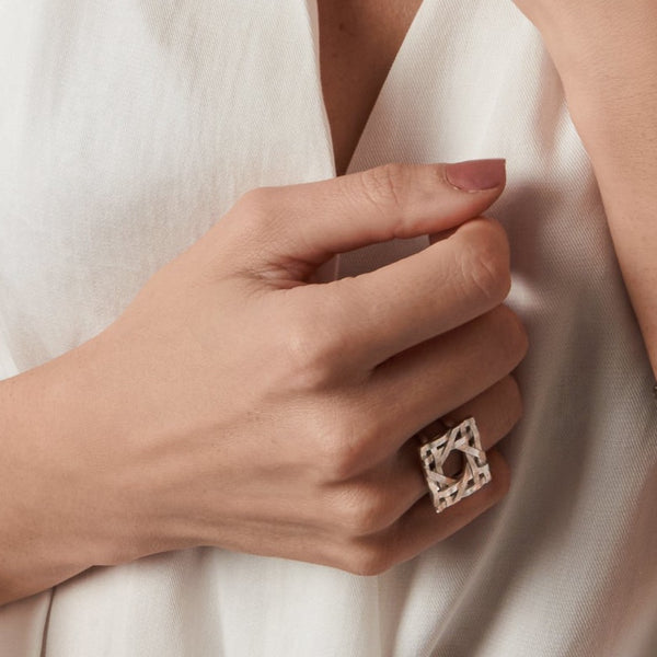 Statement Geometric RatTan Handmade Ring