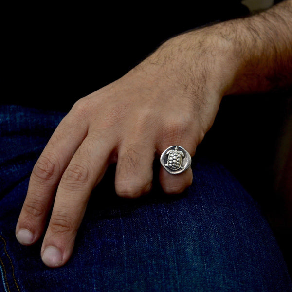Silver Stater of Aegina ~Turtle Coin Ring