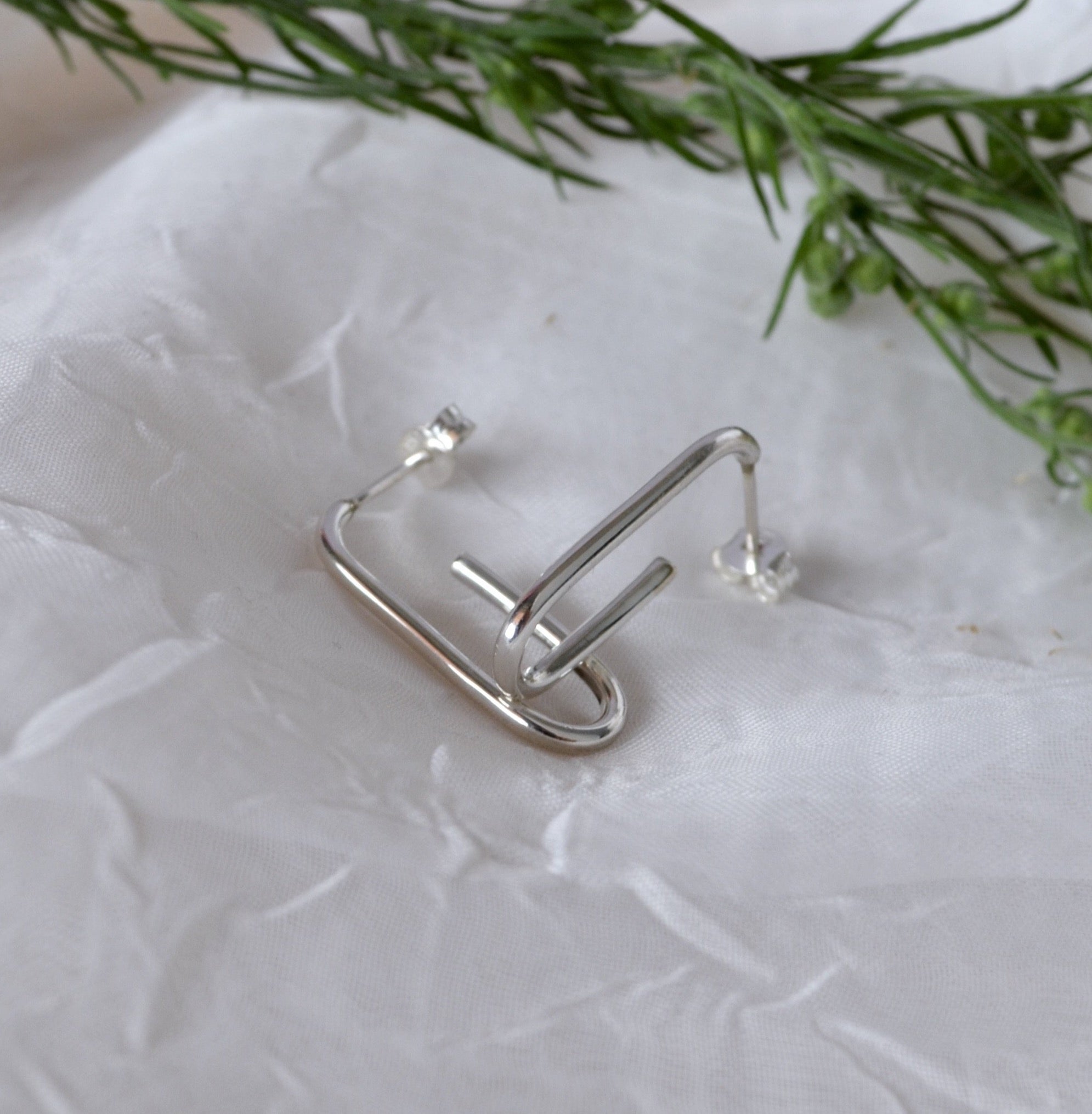 Minimal Hook Silver Earrings