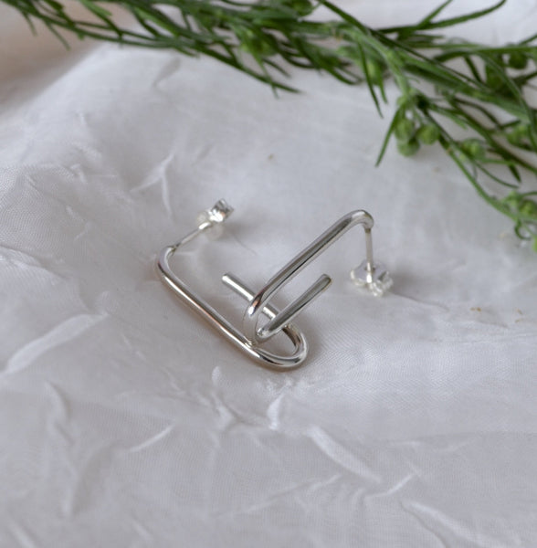 Minimal Hook Silver Earrings