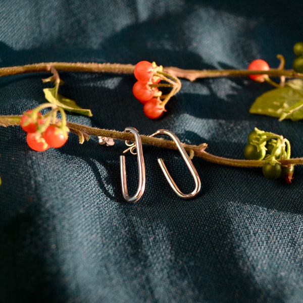 Minimal Hook Silver Earrings