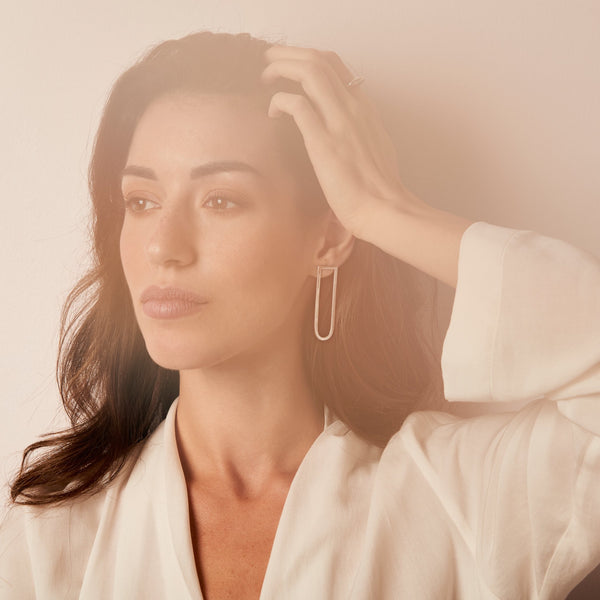 Minimal long Silver Earrings