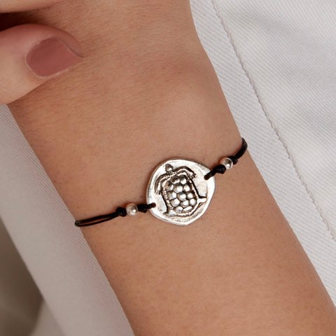 Ancient Greek coin  Silver Turtle Bracelet