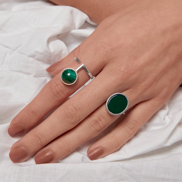 Malachite Gemstone Silver Ring